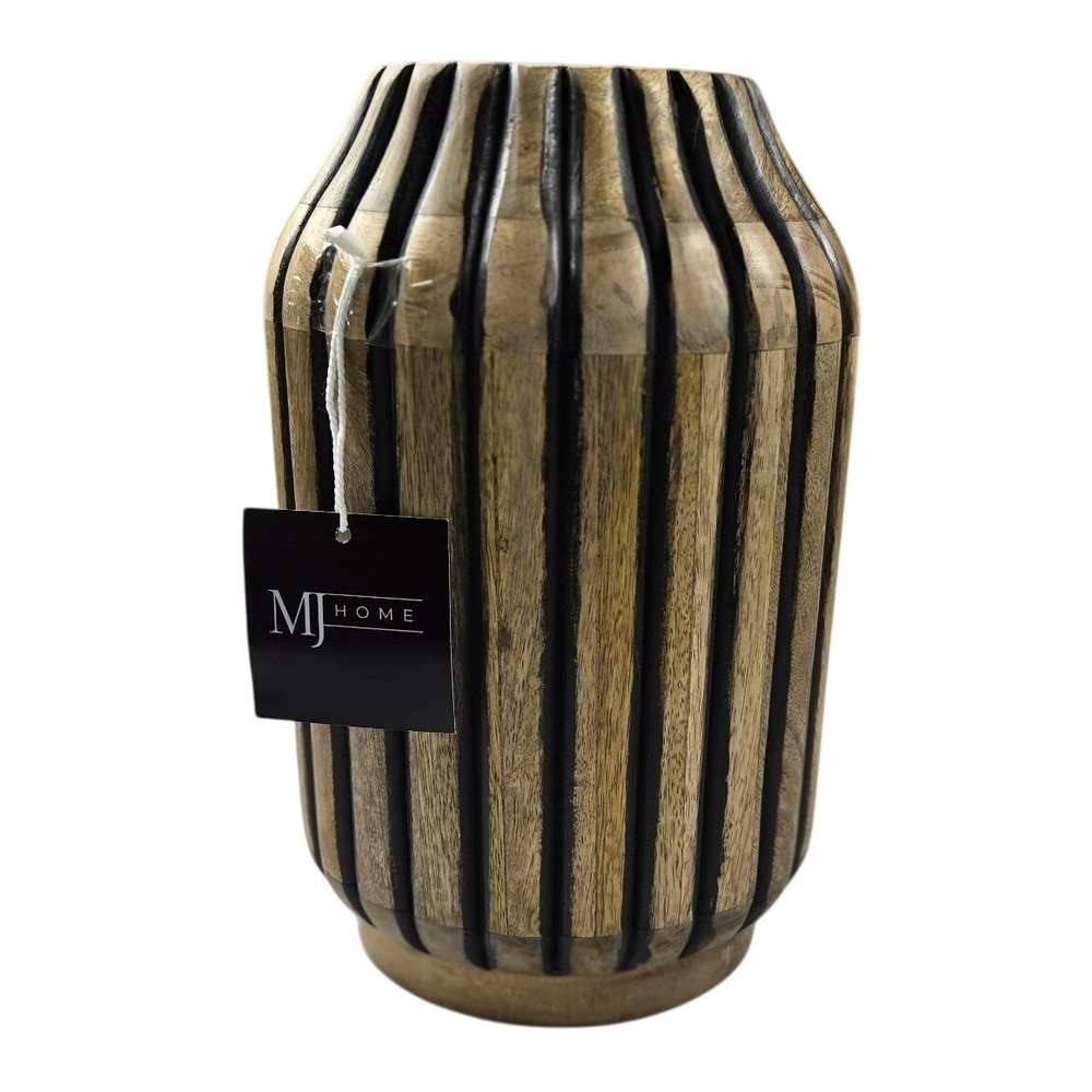 MJ Home Beautiful Carved Wooden Bud Vase Sculptural Decor NWT